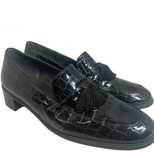 VINTAGE 1980s Stuart Weitzman Dark Brown patent leather Oxfords size 8M